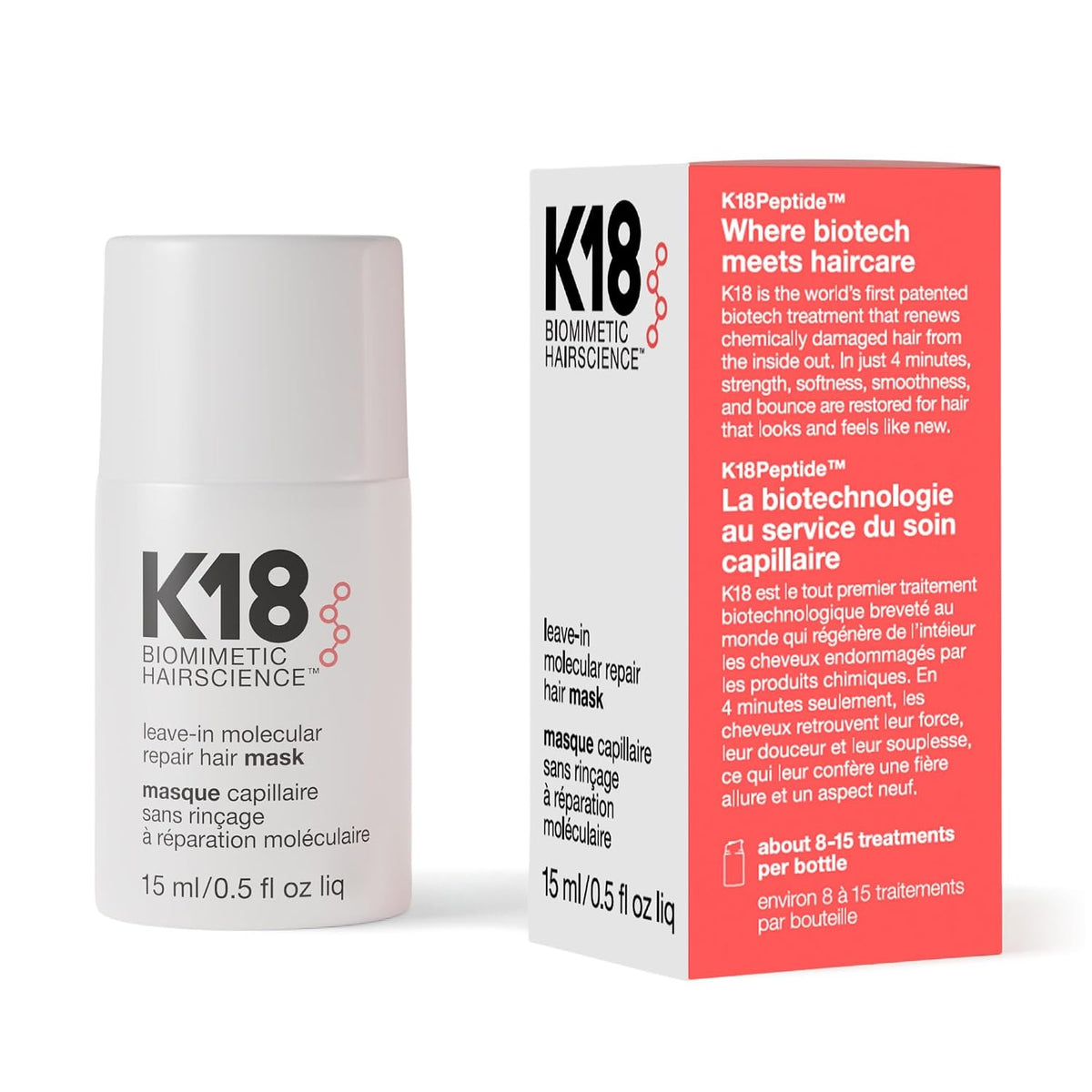 K18 LEAVE IN MOLECULAR REPAIR HAIR MASK 15ML - 15ml